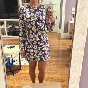 Club Monaco long sleeve shift floral dress in Satin SZ 6 NWOT
